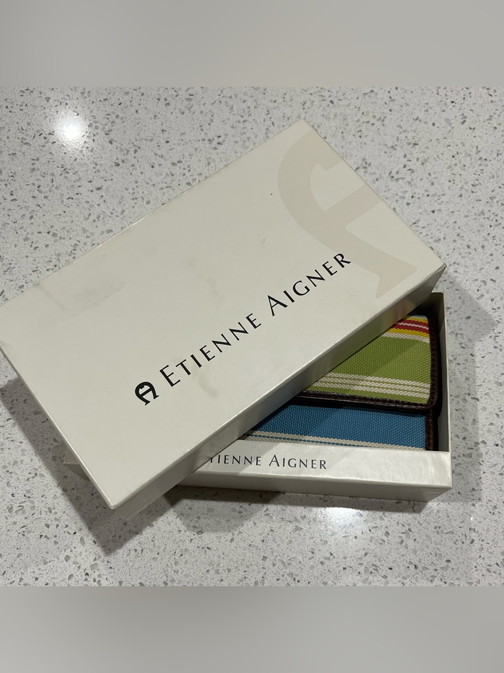 Etienne Aigner Awning Stripe Ladies Wallet With Zipper Pocket &Buckle Detail NEW - Picture 7 of 8